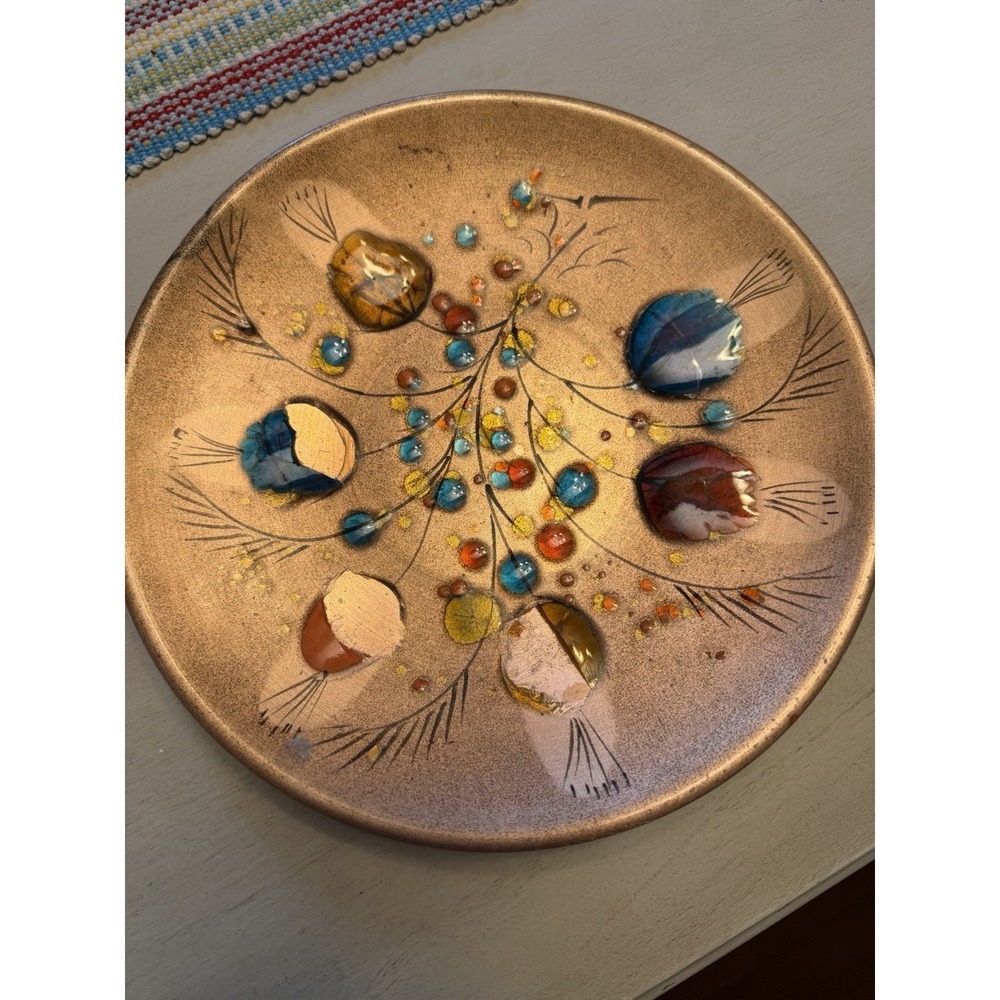 Vintage California Cloisonne Enameled Copper 10 Inch Plate